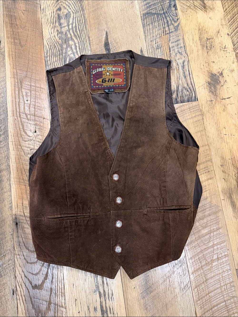 Global Identity Men's Brown Suede Button Vest